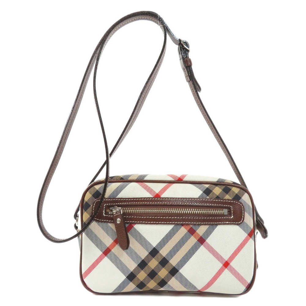 Burberry Canvas Bag Blue Leather Label Shoulder Blue